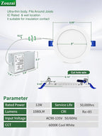 zouzai 20 Pack 6 Inch Ultra-Thin LED Recessed Ceiling Light with Junction Box 6000K Cool White Adjustable Dimmable Can-Killer Downlight - ETL and Energy Star Certified