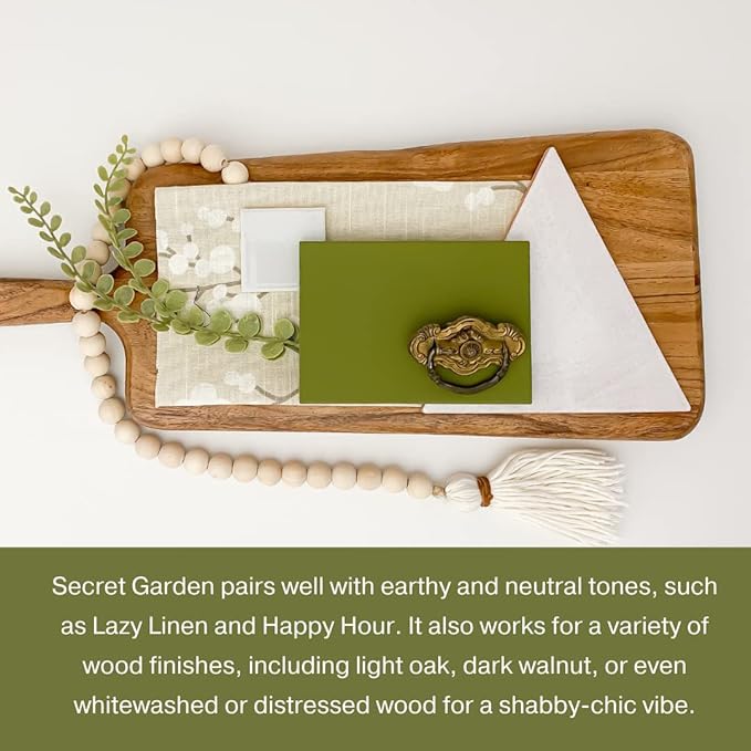 Country Chic All-in-One Chalk Paint for Furniture, Cabinets, Home Decor, Eco-Friendly, Matte Finish, Built-In Primer & Top Coat for Wood, Metal - Secret Garden (Green) - Pint 16 oz (475 ml)