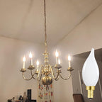 E12 Dimmable Candelabra Bulb 2700k Warm White Candle Light Bulb 40 Watt Small Base Frosted Chandelier Led Bulb E12 Bulbs 4W for Chandelier,Ceiling Fan,400lm,6 Pack