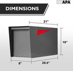 Ilyapa Modern Mailbox for Post Mount - Gray with Gray Door Powder Coated Steel, Waterproof Letter Box for Parcels, with Recessed Magnetic Close Door