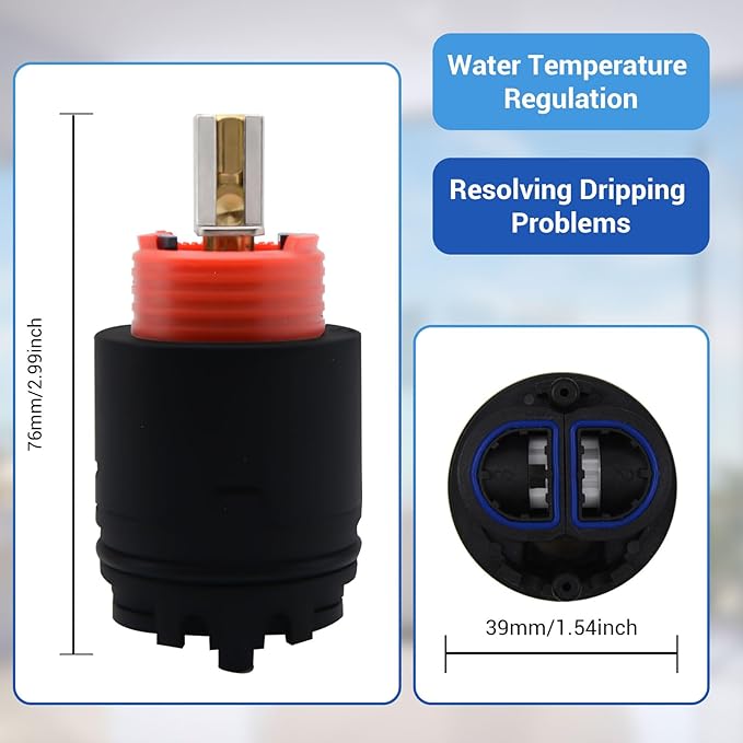 N40HLC Shower Cartridge Replacement, Compatible with RK7300-CART-3P, JH02BJ, HL-40, Fits Zurn Temp-Gard III Series Single Handle Shower/Tub Faucets, 40mm Ceramic Mixer Valve (1 Pack)