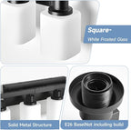 10-Light Bathroom Vanity Light,Modern Matte Black Bathroom Light Fixtures with Square Frosted Glass,64.5in Wall Sconces Over Mirror Restroom,Living Room Hallway E26