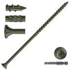 #10 x 5 Inch Deck Screws (36Pcs) 1lb. Carbon Steel, Green, Flat Head, Rust Resistant epoxy Coated, with T25 Star Bit