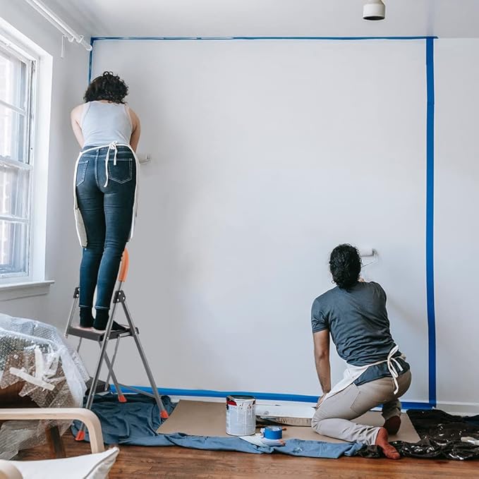 2 Step Ladder Folding Step Stool, 330lbs Heavy-Duty Steel Ladder with Anti-Slip Wide Pedals & Comfort Handgrip, Lightweight & Portable for Home, Kitchen, Garage