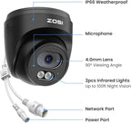ZOSI C220 4MP 2.5K QHD Add-On PoE IP Camera Outdoor, 1440p Surveillance Outdoor Camera for PoE Security System, 100ft IR Night Vision, AI Human Detection, Two-Way Audio, Only Work with Our NVR