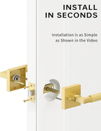 Asidrama 6 Pack Gold Passage Door Handles, Door Lever with Door Knobs Indoor for Bedroom or Bathroom, Heavy Duty Door Handles Interior with Locks for Left Right Sided Doors