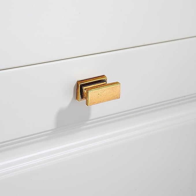 10 Pack Kitchen Cabinet Knobs, Antique Brass Dresser Drawer Knobs and Pulls for Bathroom Cabinets