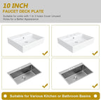 Faucet Deck Plate, Kitchen Sink Hole Cover, 10 Inch Inch Escutcheon Stainless Steel for 1 or 3 Hole Sink Faucets, Brushed Gold, Round