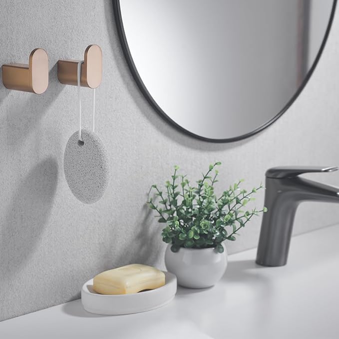 RANDOM Champagne Bronze Bathroom Hardware Set Bathroom Towel Holder Set 4 Piece Include 18” Towel Bar Toilet Paper Holder and 2 Towel Hooks Wall Mount Stainless Steel Brushed Gold Towel Bar Set