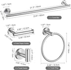 TURS 5 Piece Bathroom Hardware Set Brushed, SUS304 Stainless Steel Bath Towel Bar Set, 24 Inch Bathroom Accessories Kit Wall Mounted