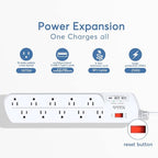 Long Power Strip, Multi Plug Outlet Extender Nikleb with 10 Outlets, Heavy Duty Extension Cord with 2 USB+1 Type C Ports, USB Plug Adapter Surge Protector for House, Garage, Patio, Basement