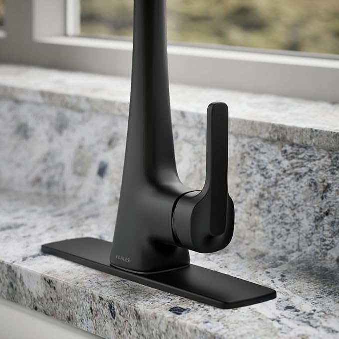 KOHLER R22867-SD-BL Maxton Pull-Down Kitchen Faucet with Soap Dispenser, Pull Down Sprayer, Matte Black