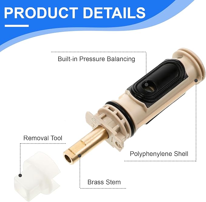 Qunclay 10 Pack Handle Faucets Tub Bathtub Shower Cartridge Replacement Tool Brass and Plastic Shower Part Compatible with Moen 1222 Replacement Cartridge Kit