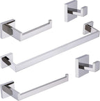 TRUSTMI 5-Piece Bathroom Hardware Accessory Set Robe Hook Towel Bar Toilet Roll Paper Holder Towel Ring Wall Mounted, SUS 304 Stainless Steel, Chrome