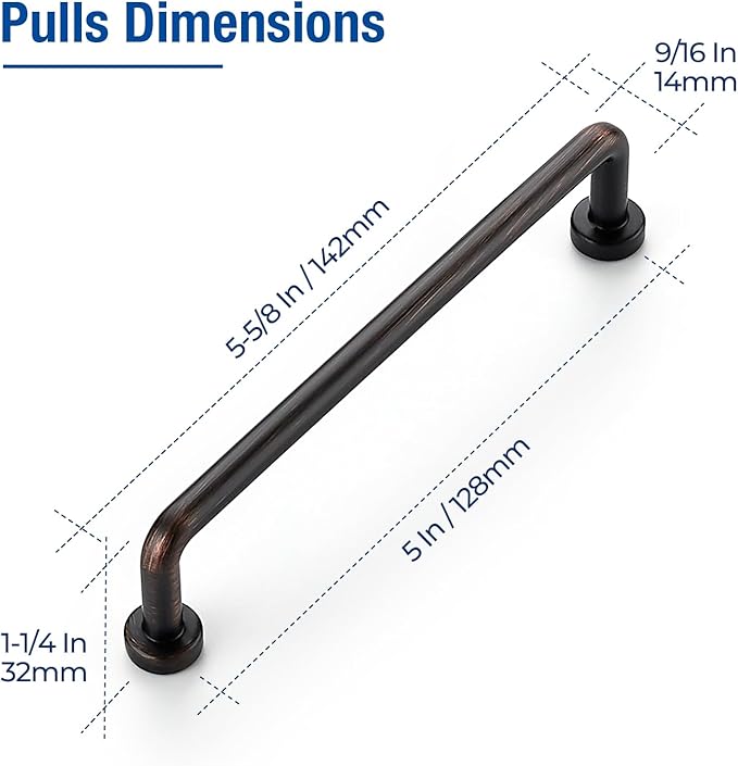 JOY DECOR Cabinet Pulls – 5 Inch Hole Center, Oil Rubbed Bronze, 2 Pack, Zinc Alloy Cabinet Handles for Drawers & Cupboard – Vintage Style Hardware for Kitchen, Bathroom, Dresser, Furniture Makeover