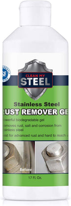 Heavy-Duty Rust Stain Remover for Industrial Use on Metal Surfaces Including Stainless Steel. Our Cleaner and Stainless Steel Rust Remover Gel Needs No Scrubbing, Simply Apply and Rinse off (17 oz)