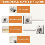 Probrico Privacy Door Handle Interior Heavy Duty Square Brushed Nickel Door Knobs for Bedroom Bathroom Reversible Keyless Door Lever Satin Nickel, 5 Pack