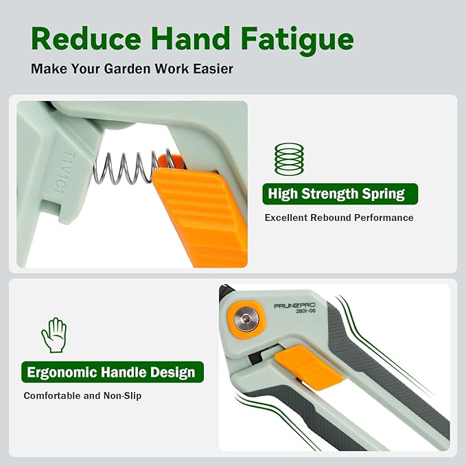 PrunePro Garden Scissors Pruning Shears Sharp Stainless Steel Non-Stick Teflon Coating Blade for Precise Cuts Garden Snip Bonsai Clippers for Plants Rose Flower 2 Pack