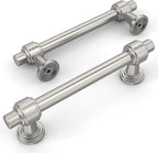 Amerdeco 10 Pack Brushed Satin Nickel Cabinet Pulls 3.75 Inch(96mm) Hole Center Drawer Pulls Cabinet Hardware Kitchen Cabinet Handles for Bathroom Dresser Pulls ZH0069