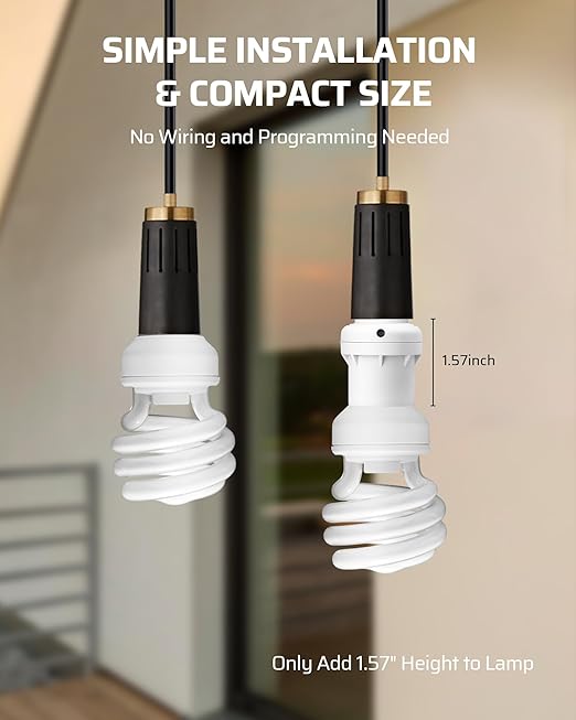 DEWENWILS Light Sensor Socket, Dusk to Dawn Sensor Socket, Light Bulb Socket for Light Fixtures, Compatible with Incandescent/CFL/LED/Halogen Bulbs, 4 Pack, ETL Listed