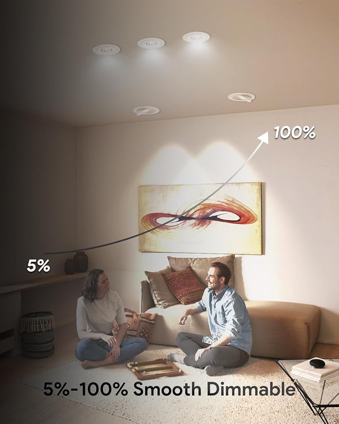 Adetu 4 inch Gimbal Led Recessed Lights, 360°+90° Adjustable Directional Recessed Lighting, 2700K/3000K/3500K/4000K/5000K Dimmable Retrofit Eyeball Can Lights with Jbox,ETL(White,12 Pack)