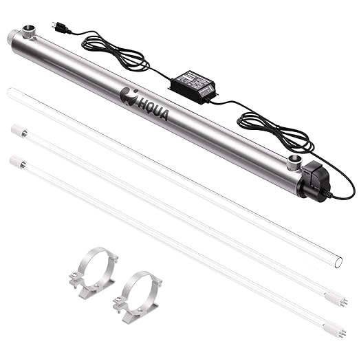 HQUA-OWS-121 120V 40W 12GPM 1” Inlet/Outlet MNPT Whole House Ultraviolet Water Purifier Filter, +1 Extra UV Bulb