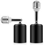 2 PCS Ceramic & Metal E26 Light Socket Extender Black - 5.5" Length,90° Vertical & 360° Horizontal Adjustable, 110V-240V, 150W Max, Fire-Resistant, Light Socket Extender for E26 Light Bulb