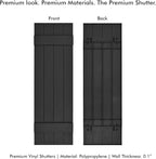 Board & Batten Vinyl Shutters (1 Pair) | 14.5"x47" (4-Board) - Black Cosmos/Paintable | Exterior Window Shutters | Includes Mounting Hardware | Simple Installation | Made in USA