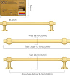 Amerdeco 10 Pack Brushed Gold Cabinet Pulls 6.3 Inch(160mm) Hole Center Drawer Pulls Cabinet Hardware Kitchen Cabinet Handles for Bathroom Dresser Pulls ZH0069