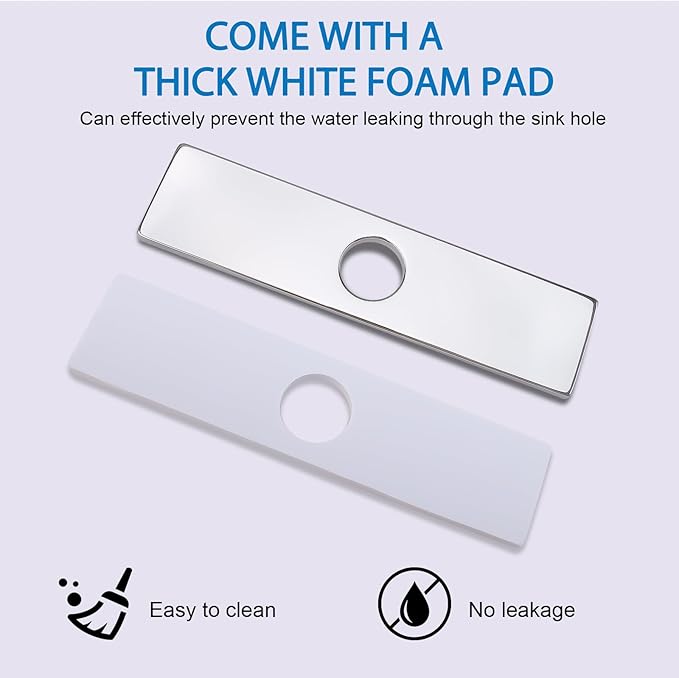 Sink Hole Cover, Faucet Deck Plate Escutcheon for 1 or 3 Hole Kitchen Sink Faucets Stainless Steel 10 Inch, Chrome