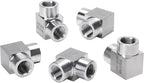 90 Degree Street Elbow - 1/4" NPT Female to 1/4" NPT Female Stainless Steel 304 Heavy Duty Forged Square Barstock Street Elbow Adapter Pipe Fitting (pack of 5)