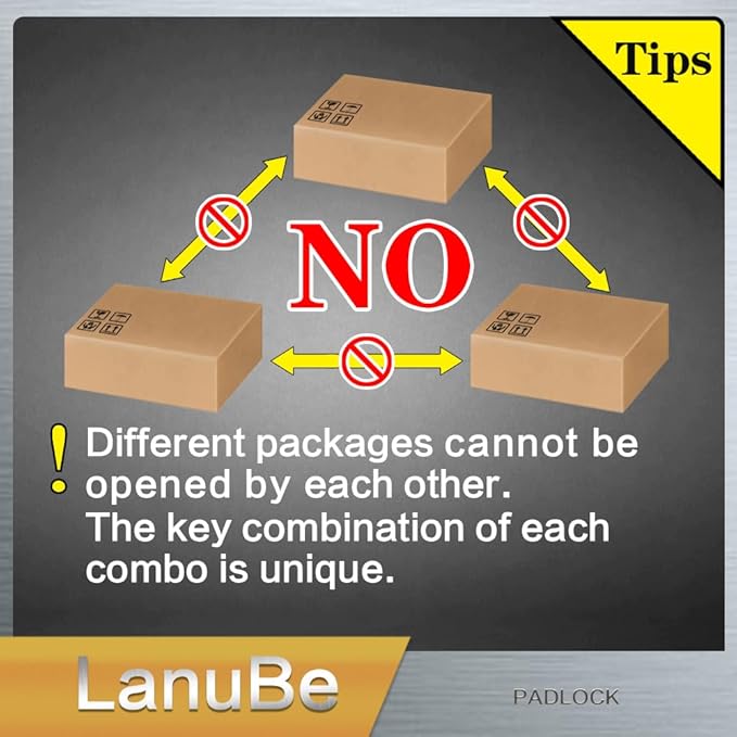 LanuBe Lock Laminated keyed Padlock (1-9/16", 40mm), keyed Alike Locks, Normal Shackle,Marked Yellow Plastic Hoop, Pack of 24