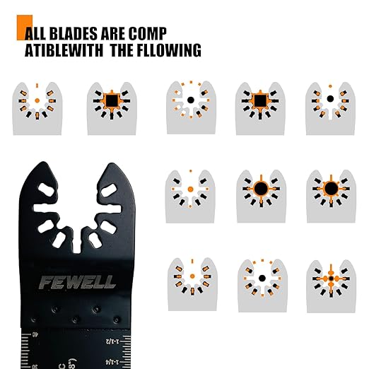FEWELL Oscillating Saw Blades, Professional Universal Oscillating Tool for Wood and Plastics Fits Most Tools (50PCS)