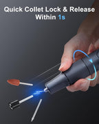 GROWNEER Mini Cordless Rotary Tool Kit, 8V Rechargeable Rotary Tool, 5 Speeds, 117 Pcs Multi-Purpose Power Brushless Rotary Tool with Lights for Polishing, Sanding, Drilling, Engraving, DIY, Pet Nails