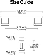 Alzassbg 10 Pack Brushed Black Nickel Cabinet Pulls, 3-3/4 Inch(96mm) Hole Centers Kitchen Cabinet Handles for Cabinets and Drawers AL3061BBN