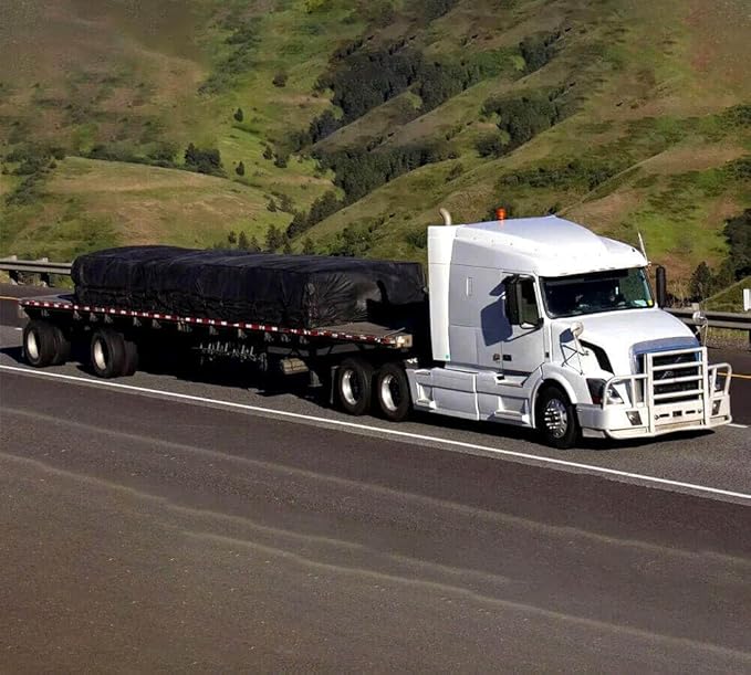 Mytee Products 2 Pack Truck Flatbed Trailer Tarps Combination Lumber Tarp 24x27 (8' Drop) - Black