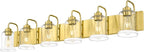 zeyu 44 Inch Brushed Gold Bathroom Light Fixtures, 6 Lights Vintage Wall Light, Modern Vanity Light with Clear Glass Shade, ZSL72B-6W BG