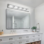 LED Vanity Lighting 30W Lights for Mirror 5 Light Bath Wall Lamps 34 Inch Bathroom Sink Lights over Vanity Modern Long Bath Lights Bars Chrome Wall Sconces Light for Bathroom Restroom 6000K