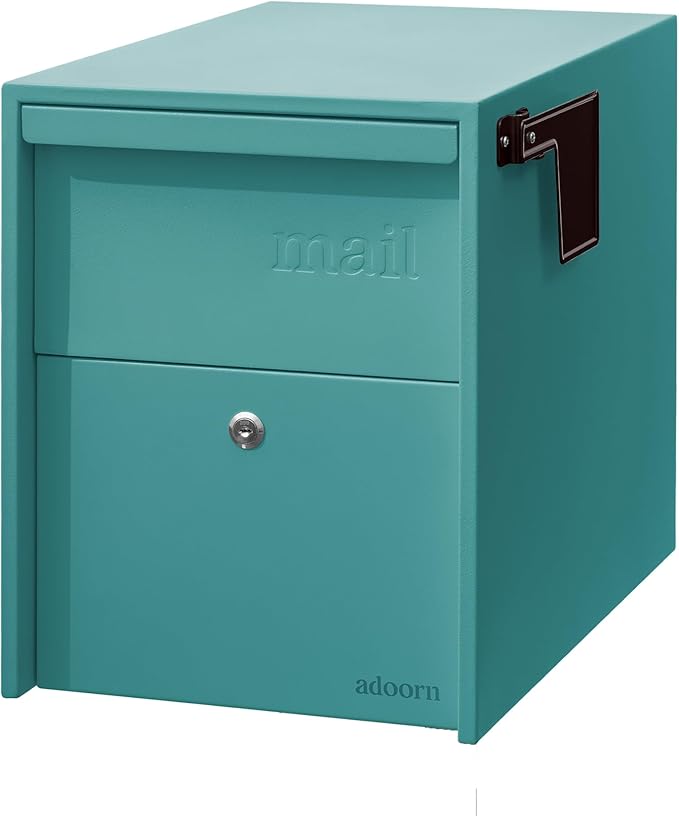 Post Mount Mailbox | Large Size (Aegean Sea), Anti-Theft Locking Mailbox, 15.5" H x 12" W x 18.5" D, Weatherproof Mailboxes for Outside The House