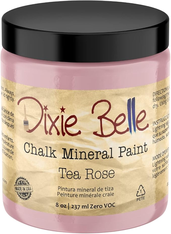 Dixie Belle Paint Company Chalk Finish Furniture Paint - Tea Rose (8 Fl Oz) - Matte Muted Mauve Chic Chalk Mineral DIY Furniture Paint