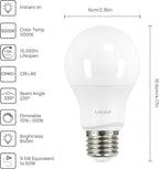 Linkind A19 LED Light Bulbs Dimmable, 60W Equivalent Light Bulbs, 9W, 5000K Daylight, 840 Lumens LED Bulbs, E26 Standard Base, 120V, Lighting for Bedroom Living Room Home Office, 6 Packs