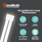 GoodBulb PLL24/841 24W 12.7" Twin Tube Compact Fluorescent Light Bulb 4-pin 2G11 Base 4100K Cool White 1500 Lumen 36000 Hour Long Life Biax Pack of 10