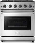 THOR Kitchen Freestanding Professional 30-Inch Gas Range in Stainless Steel - Model LRG3001ULP + LP Conversion Kit