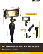 COLOER Brass Small Rectangular Flood Lights Outdoor 6-Pack Without Bulb, 12V Low Voltage Landscape Outside Lights for House Illuminating Signs, Walls and Plant Material