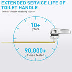 Toilet Handle Replacement Kit - Universal Front Mount Toilet Flush Handle, American Standard Toilet Lever Replacement Fits Most Toilets, Metal Toilet Tank Lever with Steel Flapper Chain [Brass&Chrome]