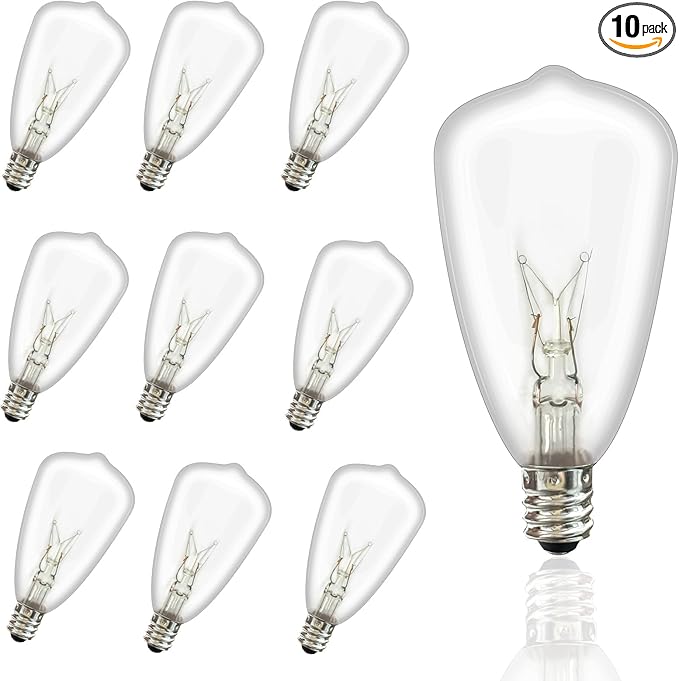 10-Pack ST35 Light Bulbs Replacement Edison Clear Bulbs -5 Watts C7/E12 Screw Base for Indoor/Outdoor Patio String Lights