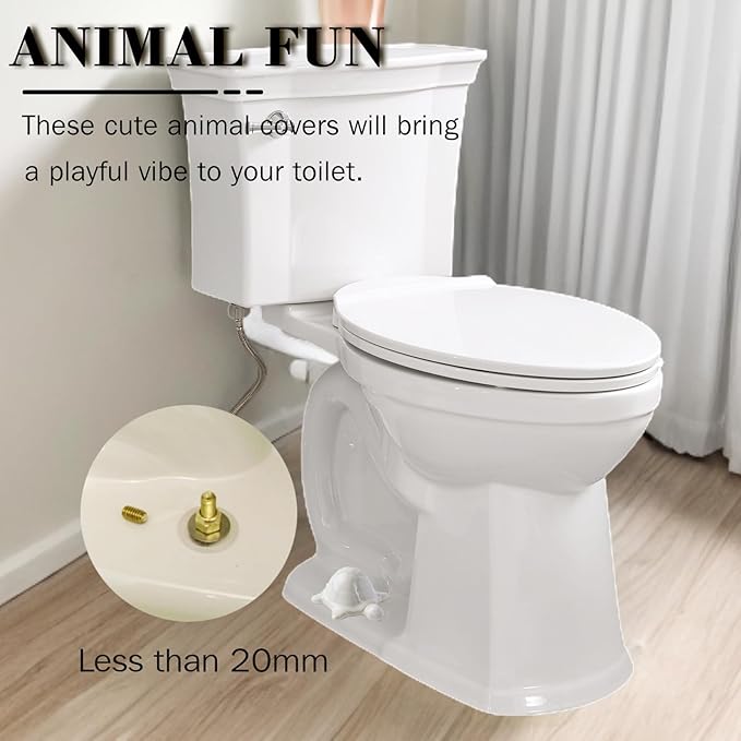 Toilet Bolt Covers, Turtle Ceramic Bolt Caps - Fun and Cute Bathroom Decor for Easy Installation - Decorative Bolt Caps for Bottom of Toilet (White turtle 2pcs)