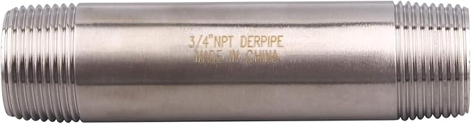 3/4" X 3/4" NPT Male Nipple Stainless Steel 304 Cast Pipe Coupling fitting 4" Length