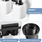 5-Light Bathroom Vanity Light, Modern Matte Black Bathroom Light Fixtures with Square Frosted Glass, Wall Sconces fixtures Over Mirror Restroom,Living Room Hallway E26