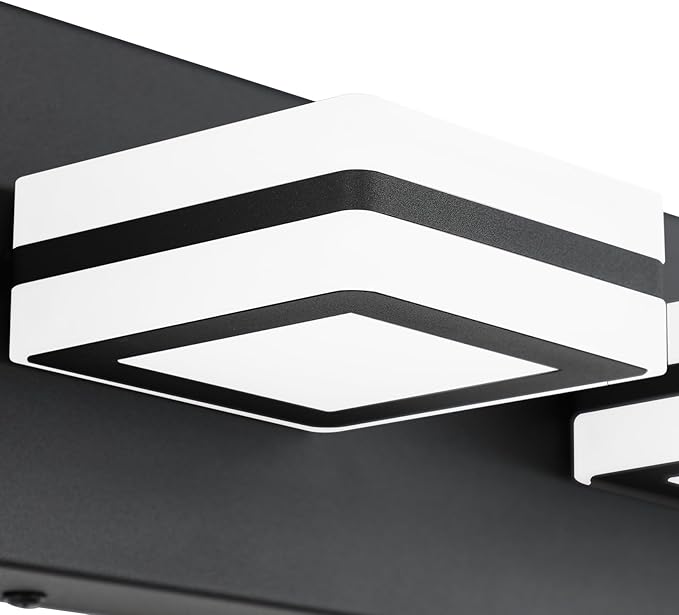 Ralbay 46inch Vanity Light Modern 7 Lights Black Bathroom Vanity Lighting Fixtures Over Long Mirror Acrylic Up and Down Matte Black Bathroom Wall Mounted Lights